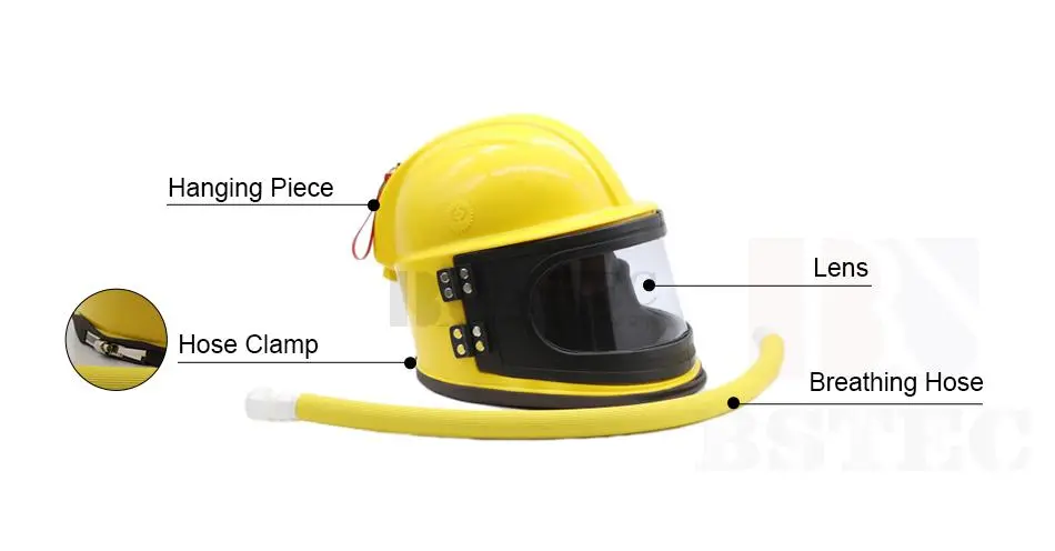 ABS sandblast helmet with breathing hose